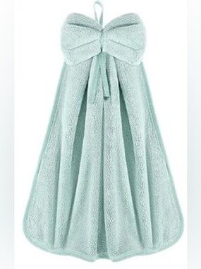Plush Bow Mint Hand Towel